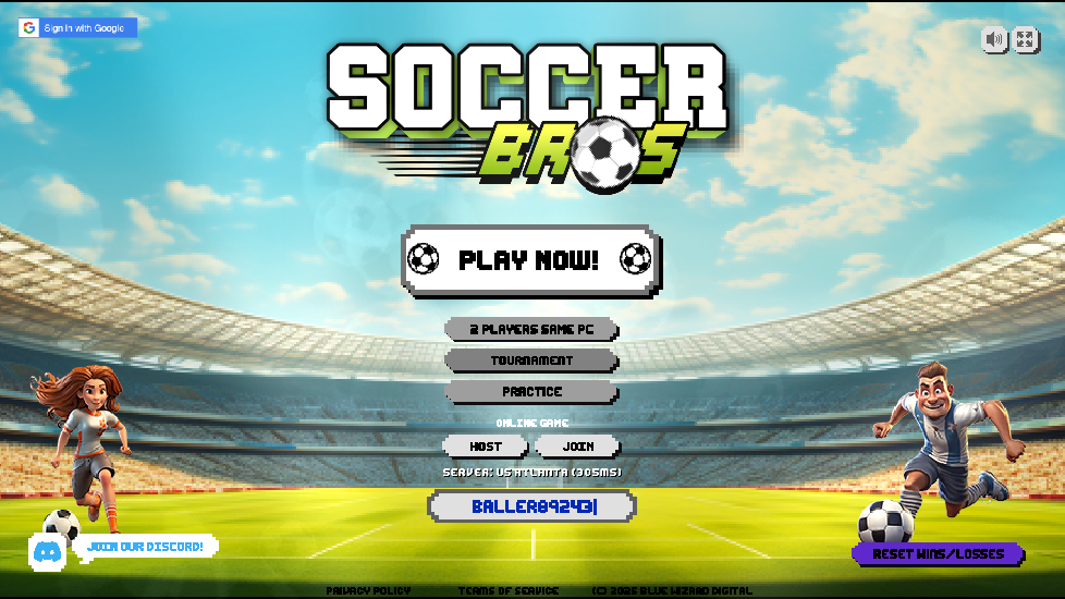 Screenshot of Soccer Bros available on retro bowl 26 online